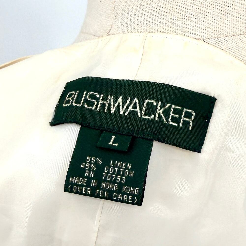 Vintage 90s Bushwacker Cream Linen Cotton Minimalist Eyelet Lace Back Vest - Picture 5 of 8